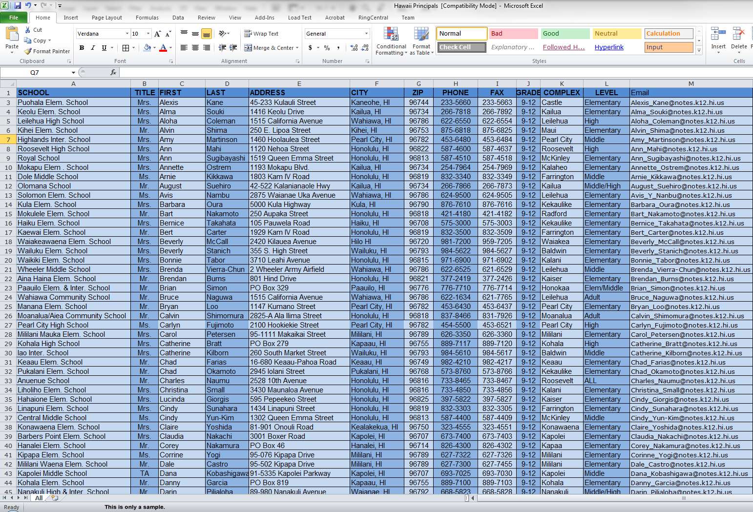 Hawaii principals email list- mailing list including all K-12 ...